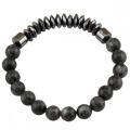 Gemstone 8MM Round Beads Faceted Abacus Hematite Magnetic Bracelets Crystal Quartz Stretch Bangle for Men Women