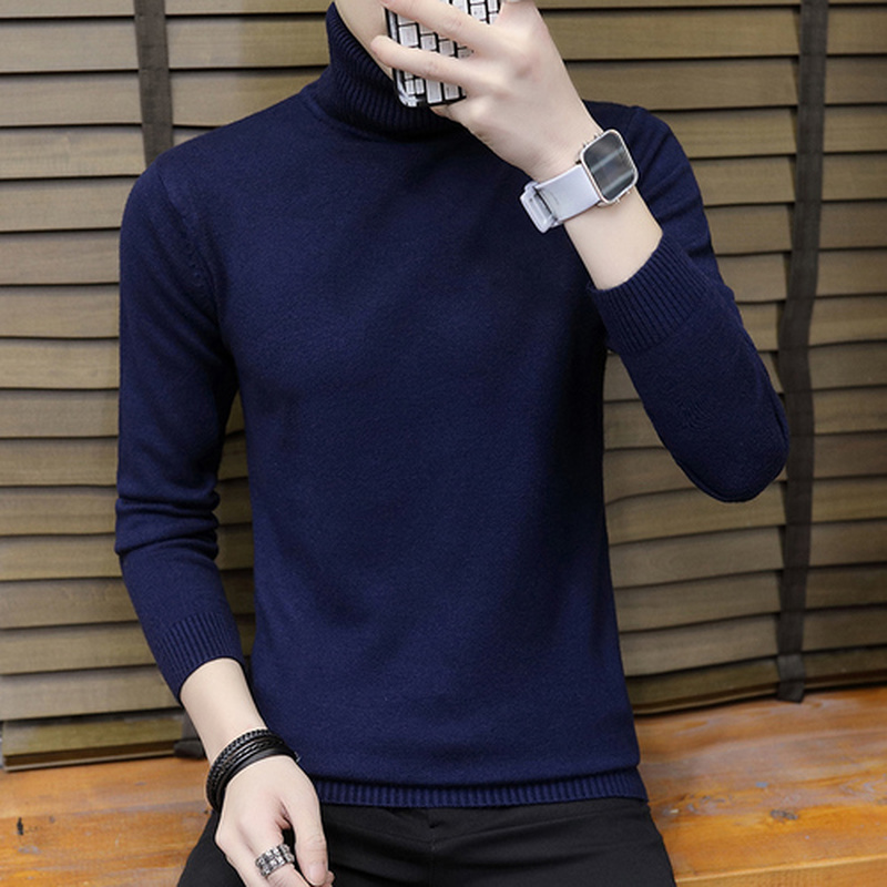 Men Turtleneck Sweaters Fashion Slim Fit Pullovers Mens Solid Knitted Turtleneck Sweaters Casual Warm Pullover Sweater Men