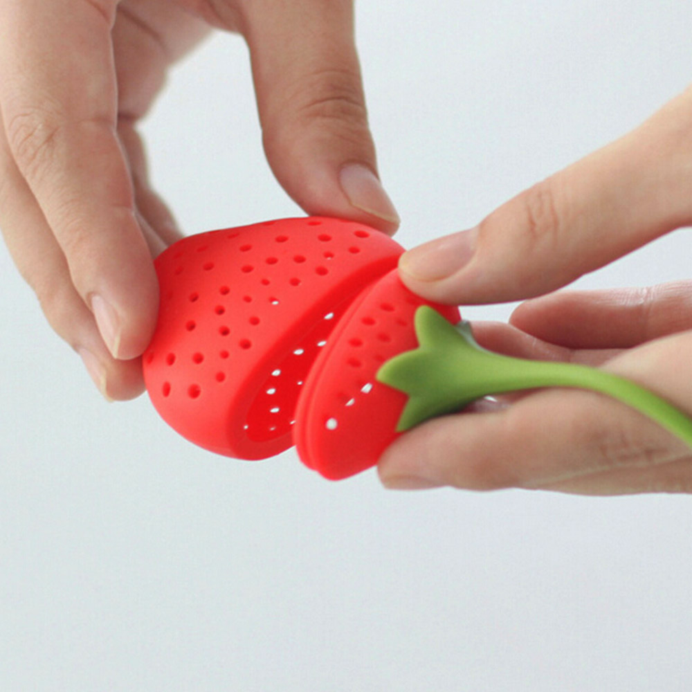 Tea Infuser for Teapot Brew Tea Strainer Silicone Infusers Strawberry Shape Filter Infusers Tea Pot Accessory Infusions for Teas
