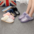 MBR FORCE Fashion Warm Women Shoes Natural Fur Slippers Home Shoes Winter Suede Slippers Woman Indoor Shoes Wool Slippers