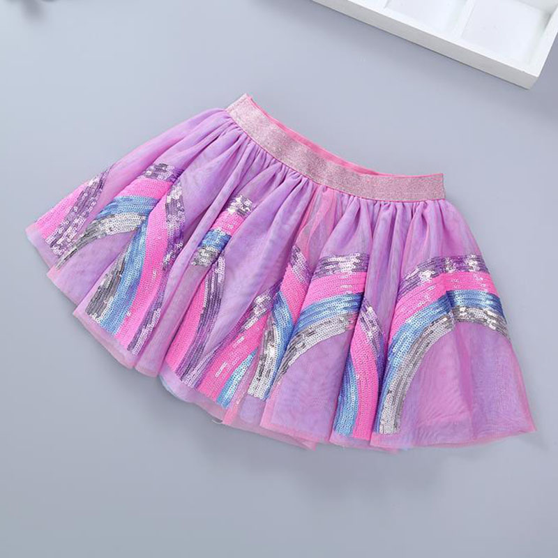 Girls Skirts Baby Clothes Sequin Rainbow Skirt Sweet Kids Princess Girls Mesh Skirt Ball Gown Birthday Party Children Skirts