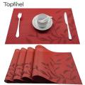 Topfinel PVC Flower Pattern Placemats for Dining Table Runner Linens place mat in Kitchen Accessories Cup Wine mat Christmas Gif