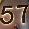 House Numbers 7'' Backlit Floating LED Illuminated Outdoor Address Sign Metal Plaque Lighted Up for Home Yard Street