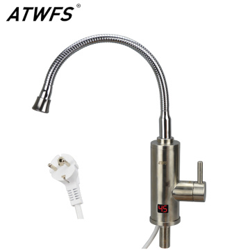 ATWFS Stainless Steel Heaters Electric Instant Water Heating Faucet Hot Tap Kitchen 220V 3000W Tankless Water Heater LED Digital