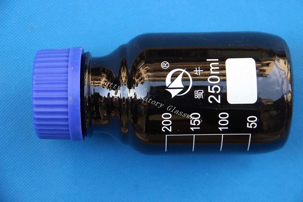 2PCS/lot Glass threaded wide mouth bottle silk mouth blue cap reagent bottle sealed bottle laboratory sampling bottle brown