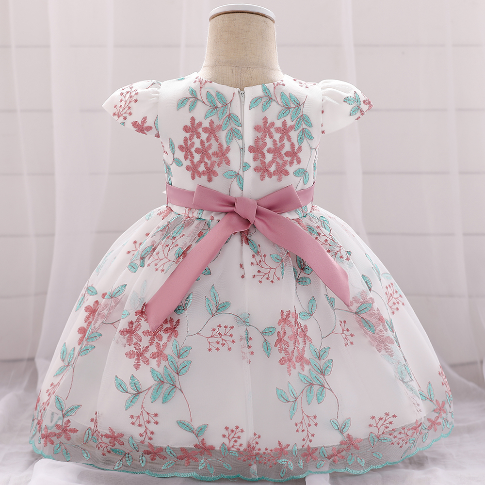 Girl Baby Clothes Flower Bow Ball Gown Dress for Girl Baptism Birthday Dress for 1 Year Floral Party Baby Dress Clothes L1888XZ