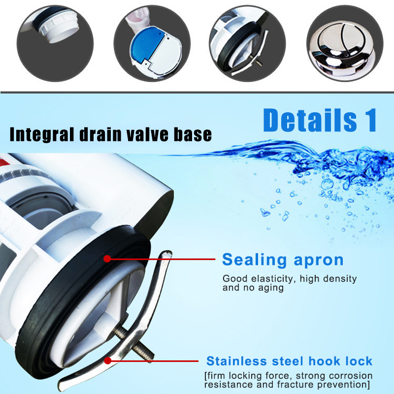 Hot Water Tank Connected 2 Flush Fill Toilet Cistern Inlet Drain Button Repair Parts Water Outlet D6