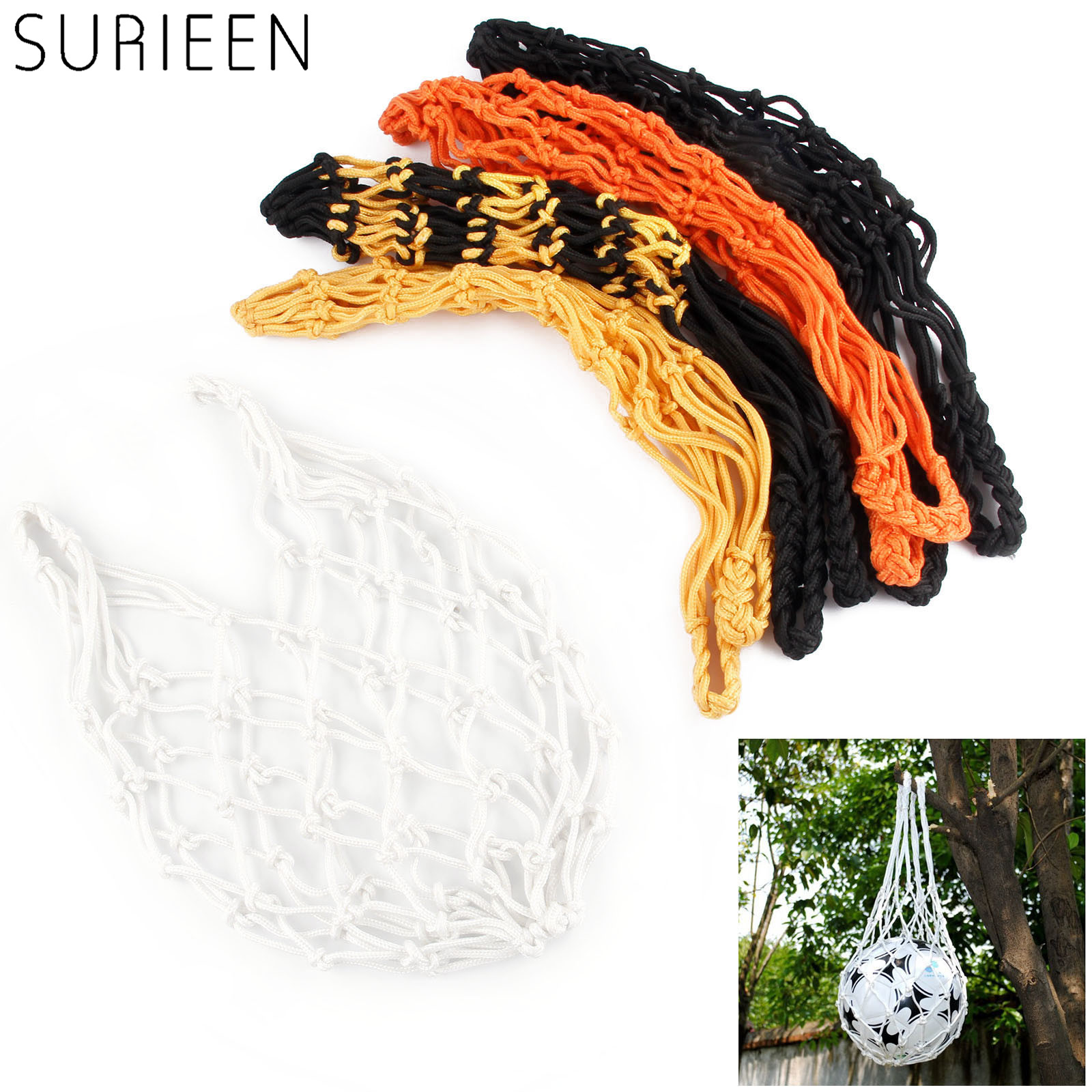 SURIEEN Sports Football Accessories Soccer Mesh Net Bag Single Ball Carrier for Carrying Basketball Volleyball Soccer 5 Colours