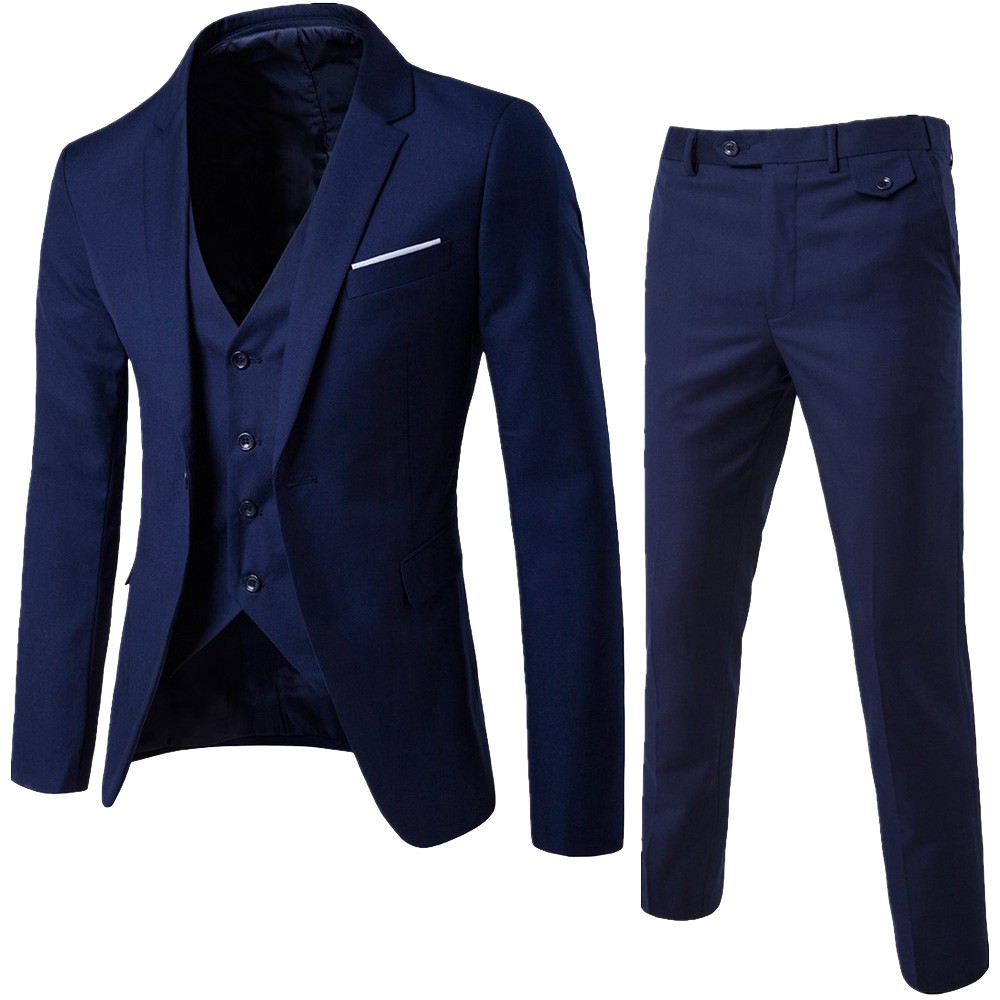 New High End Black Elegant Suit Men Business Banquet Wedding Mens Suits Jacket with Vest and Trousers Business Dress Suit #YL10