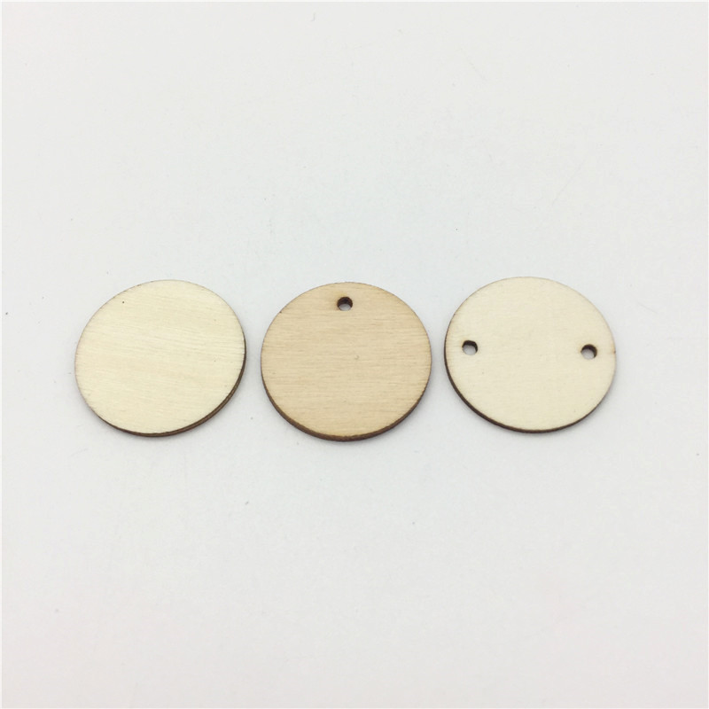 50pcs 25mm/38mm/50mm Blank Wood Circle Coins Pendants Round Wooden Disks Slices With Holes Favor Tags Pendant Embellishments