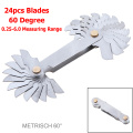 55 and 60 Degrees Metric Thread Gauge Stainless Steel Screw Pitch Gauge Folding Measuring Tool with 20pcs / 24pcs Blades