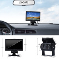 Podofo DC 12V-24V 7"TFT LCD Car Monitor Display + 4 Pin IR Night Vision Rear View Camera for Bus Truck RV Caravan Trailers