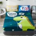 40 Cotton Soft Kids Bed Sheet with All Round Rubber Dinosaur printed Fitted Sheet Pillow shams Twin Queen size for Girls Boys