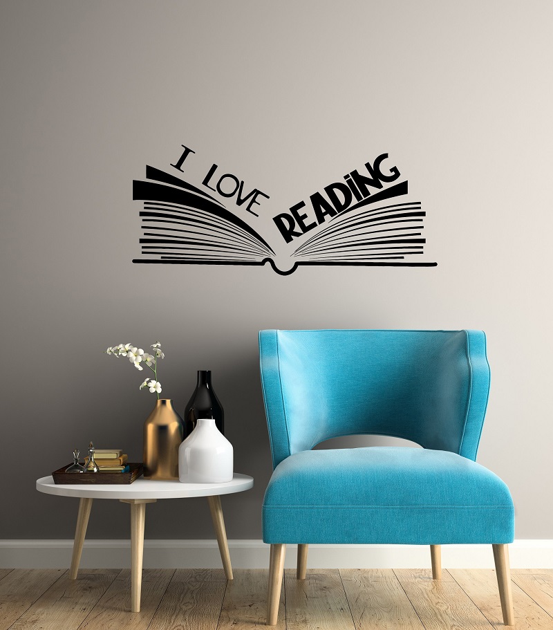 I love reading vinyl wall decals school library reading room classroom study youth children's decorative wall stickers YD12