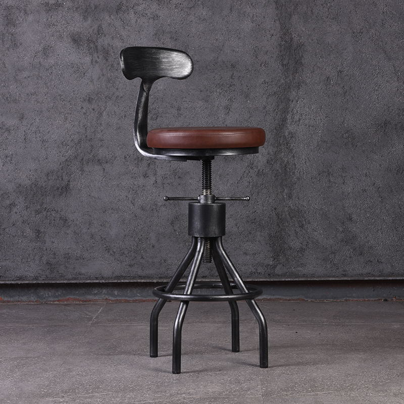 Industrial Style Retro Bar Chair Creative Restaurant Furniture Lifting Rotating Bar Stool Coffee Shop Backrest High Bar stool