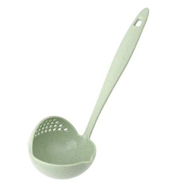 2 In 1 Hot Pot Dinnerware Porridge Soup Spoon With Filter Skimmer Kitchen Utensil Long Handle Colander green