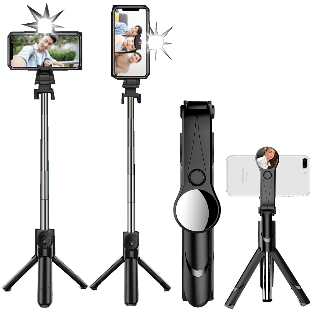 SPASH Selfie Stick 3 in 1 Bluetooth Mini Tripod Extendable Monopod ith fill light Phone Holder Stand For all phone