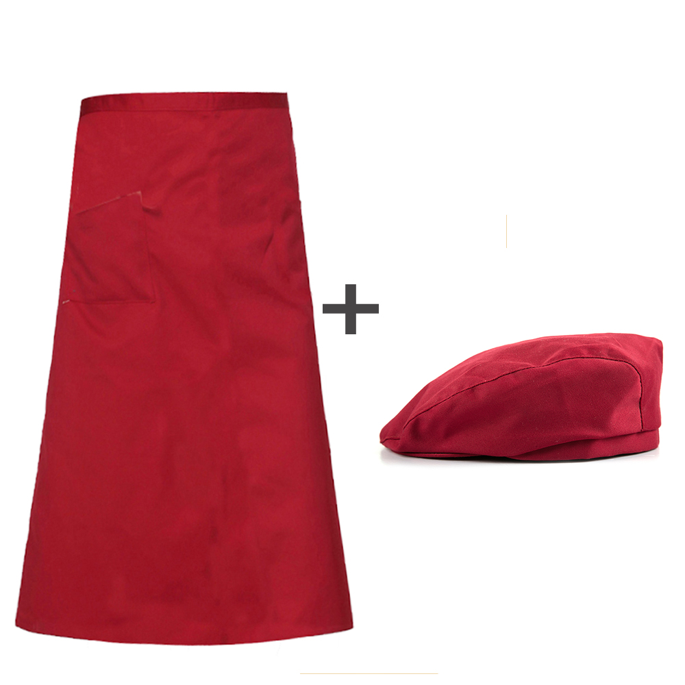 Uniform Essential Supplies Apron + hat Kitchen Cook Aprons Work Dining Half-length Long Waist Apron Catering Chefs Hotel Waiters