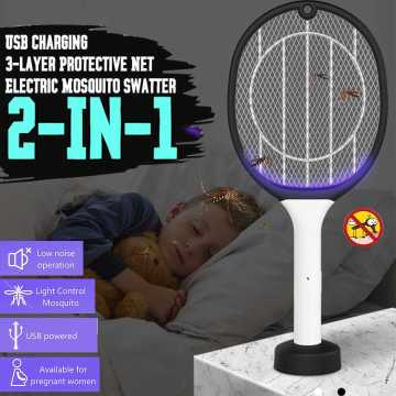 Electric Mosquito swatter 1200mAh 3000V Bug Zappers Electric Fly Swatter Racket Insects Killer USB Charging Home Bug Zappers