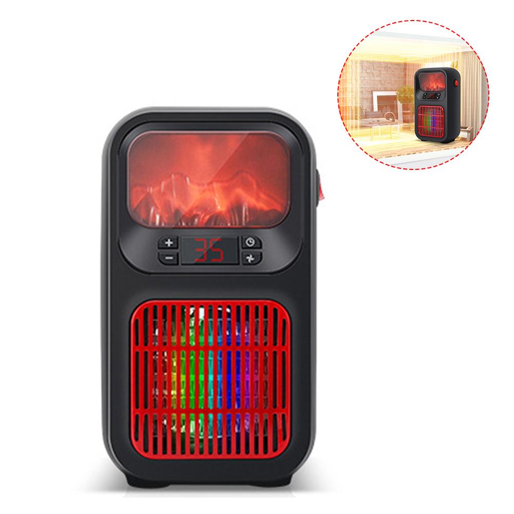 900W 220V Mini Electric Heater 3D Stimulation Frame Space Heater EU/ UK/ AU/US Plug For Indoor Camping Adjustable Thermostat