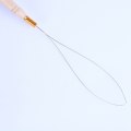 1PC Needle Threader Micro Rings Beads Loop Wooden Handle Hair Extension Hook Pulling Tool High Quality