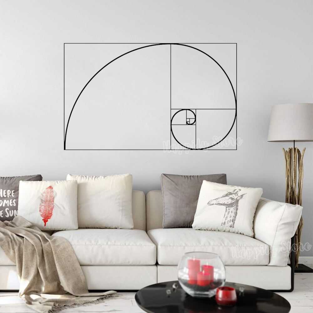 Math Wall Decals Fibonacci Spiral Art Mathematics Wall Stickers Vinyl Mural Science Physics Home Decor Living Room Bedroom G994