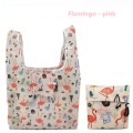 New Flamingo Recycle Shopping Bag Eco Reusable Shopping Tote Bag Cartoon Floral Shoulder Folding Pouch Handbags Printing