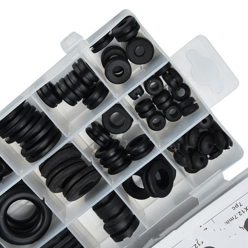 180pcs/box Rubber Wire Grommet Gasket Seal ring Assortment Set Black Firewall Hole Plug cover cable holder protector Hardware