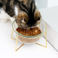 New Non-slip Cat Bowls Glasses Single Bowls with Gold Stand Pet Food&Water Bowls for Cats Dogs Feeders Pet Products Cat MJ81804