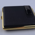 KUIPAI Men PU Leather Metal Cigarette Case Box With USB Charging Lighter For 84mm Cigarette