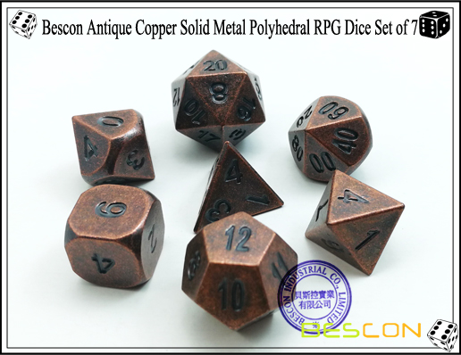 Bescon Antique Copper Solid Metal Polyhedral RPG Dice Set of 7-2