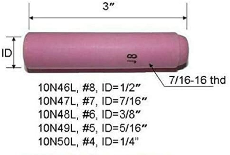 TIG Consumables KIT Long Alumina Nozzle 10N50L 10N49L 10N48L 10N47L 10N46L Fit TIG Welding Torch DB PTA SR WP 17 18 26 ,5pcs