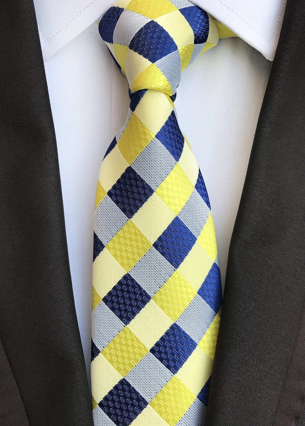 YISHLINE Classic 8cm Ties for Man 100% Silk Tie Luxury Striped Plaid Checks Business Neck Tie Cravat Wedding Party Neckties