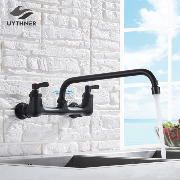 Uythner Chrome Brass Kitchen Faucet Vessel Sink Mixer Tap Swivel Spouts Sink Mixer Bathroom Faucets Wall Mounted Hot and Cold