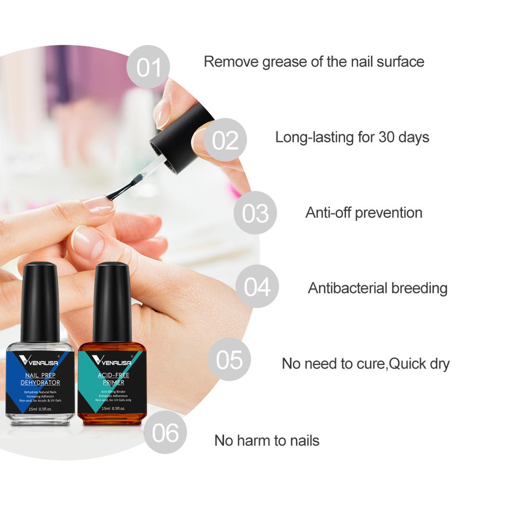 Venalisa Bond Primer No Acid Nail Protect Professional Natural Nail Prep Dehydrate Bond Super Gel for Acrylic Powder Gel Lacquer