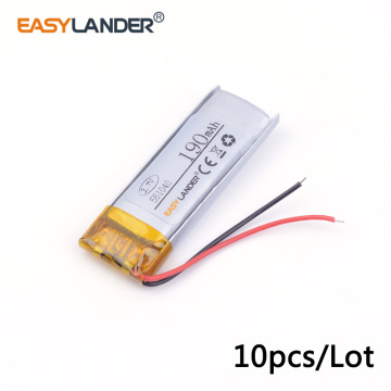 10pcs /Lot 551040 190mah 3.7v lithium Li ion polymer rechargeable battery brand MP3 MP4 Battery Bluetooth mouse battery camera