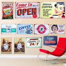 24 Styles SHOP Signs Vintage Metal Tin Sign Cafe Pub Bar Decorative Poster Plaque Home Wall Decor Come In We're Open Plates A764