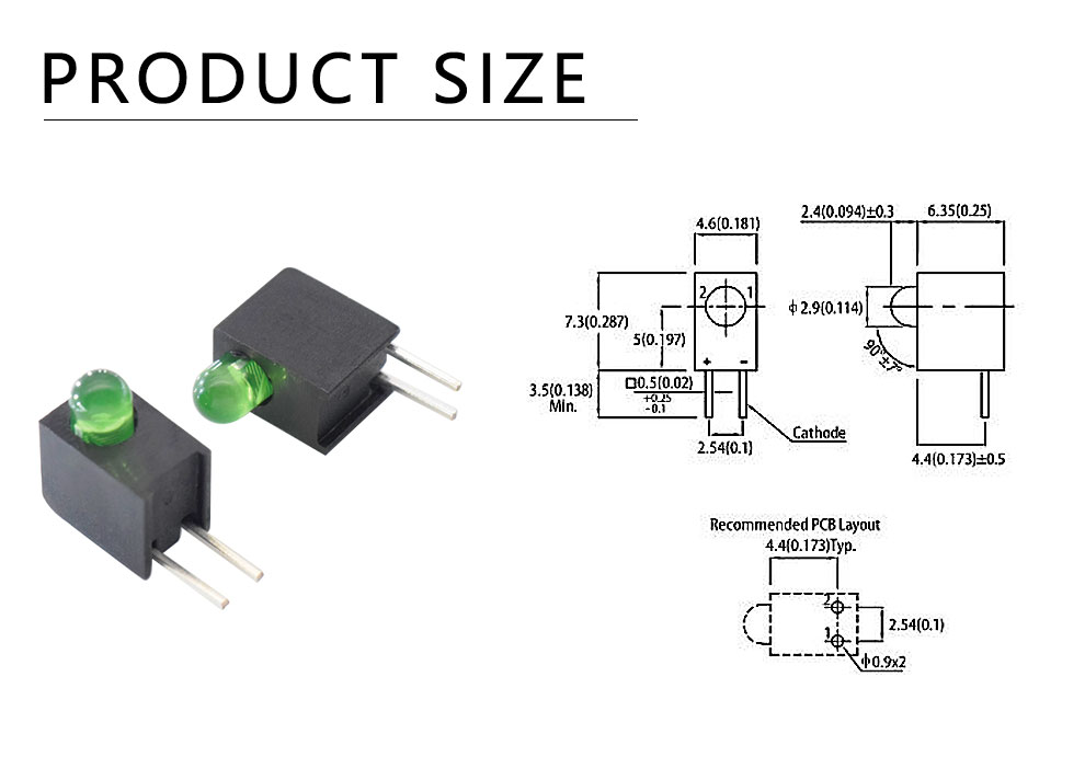 312LGC-3.5HK 3mm LED Circuit Board Indictor Size