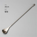 Hot Sale 4 Colors Bright Stainless Steel Mixing Cocktail Spoon Long Handled Spiral Pattern Bar Spoon Bartender Tools 30 cm