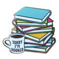 Sorry I'm booked enamel pin coffee and books brooch introvert bookworm badge reading and librarian gift
