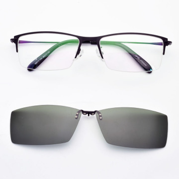 Alloy Glasses Metal Frame Magnet Clip Myopia Black Full Frame Glasses Polarized Men's Sunglasses Stainless Steel Driving