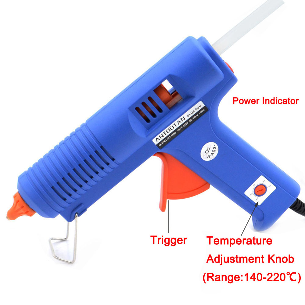 150W EU Plug BULE Hot Melt Glue Gun with Temperature Tool Industrial Guns Thermo Gluegun Repair Free 1pc 11mm Stick