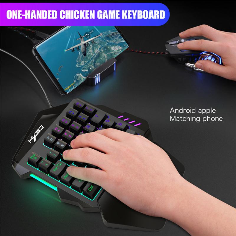 Left Hand Keyboard Single Hand Keyboard Mechanical Handle Feel 1.6m Wired Game Keyboard For Mobile Tablet Laptop PUBG Game
