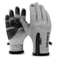 Outdoor Waterproof Cycling Ski Gloves Winter Touch Screen Men And Women Windproof Warm Riding Full Finger Zipper Gloves