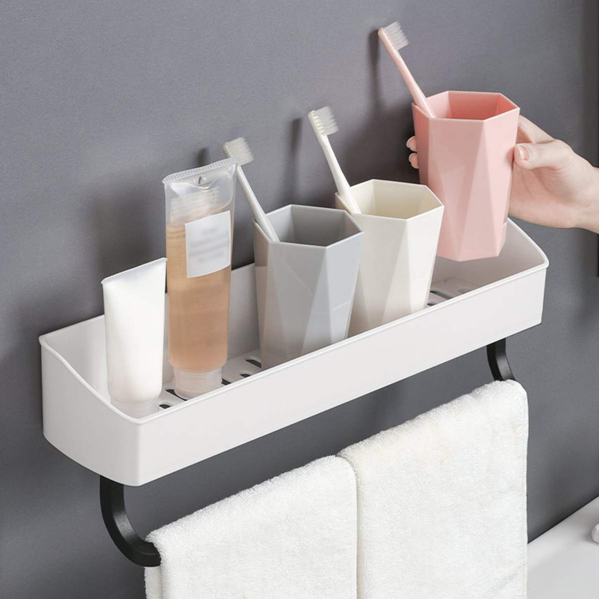 40cm Bathroom Shelf Wall Mounted Shampoo Shower Shelves Holder Kitchen Storage Rack Organizer Towel Bath Accessories