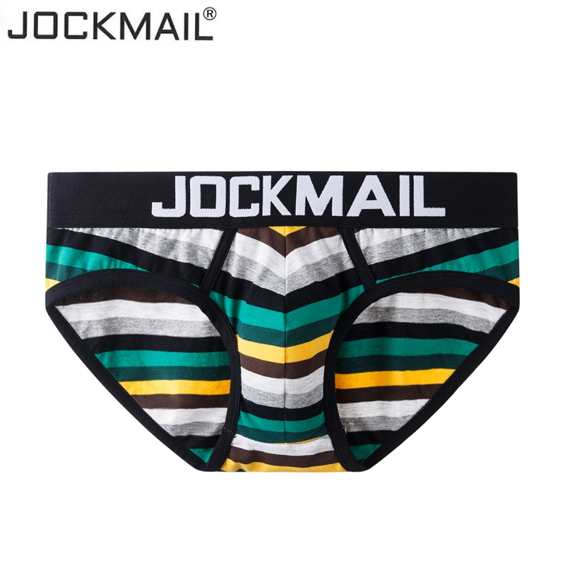 JOCKMAIL New Sexy Briefs Men Sexy Underwear Cotton Striped Rainbow Fashion Young Boy Gay Underwear Low Waist Breathable Panties