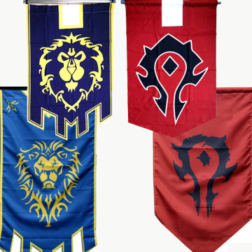 128x64cm World of Warcr Alliance Movie Horde Banner Embroidery Flag Home Dacron Cosplay Accessory Movie War Party craf