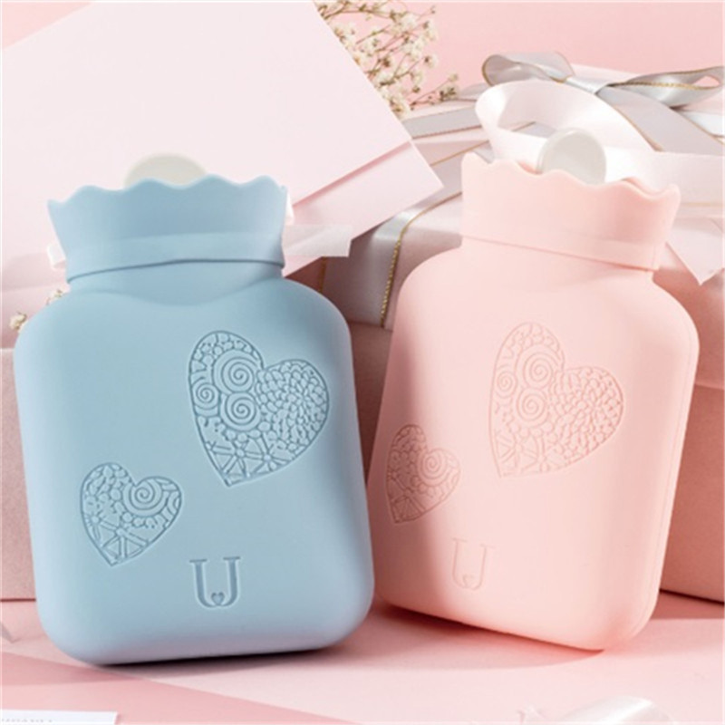 Silicone Hot Water Bottle Water Warm Water Bag Warm Palace Hand Warmers Mini Portable Explosion-Proof Plush Warm Baby Students