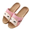 Suihyung Flax Slippers Women Summer Beach Shoes Cute Cat Flip Flops Breathable Slides Girls Indoor Linen Slippers Female Sandals