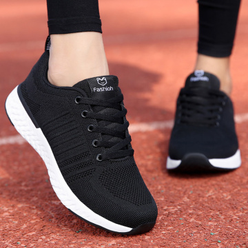 Fashion Tennis Shoes Woman Breathable Mesh Black Zapatos Mujer Comfort Lace-up Soft Female Outdoor Light Gym Sport Sneaker Flats